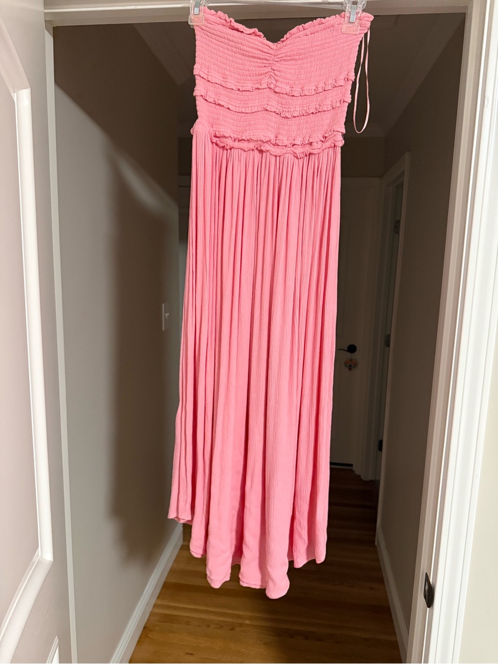 O'Neill Pink Smocked Strapless Midi Dress